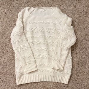 Lou & Grey Cream Textured Crewneck Sweater